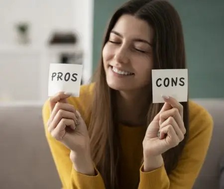 girl weighing the pros and cons