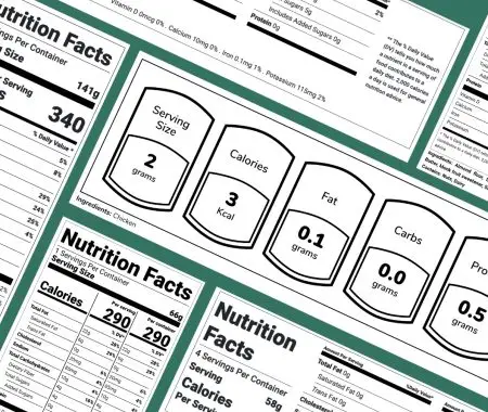 different formats of nutrition facts labels