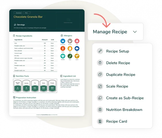 Create & Generate Nutrition Labels