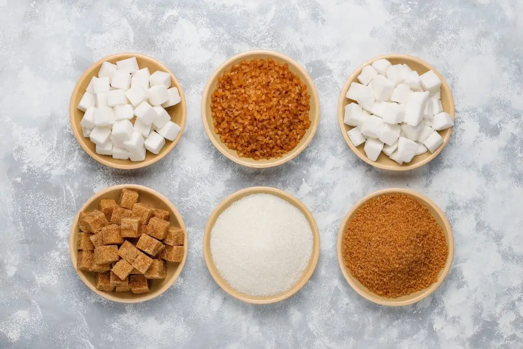 top few of various types of sugars