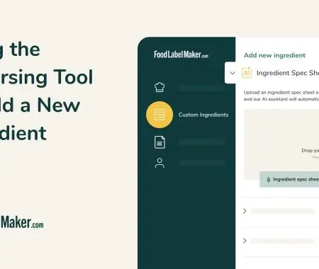 FoodLabelMaker AI ingredient spec sheet parsing tool for uploading documents to auto-fill nutrient data