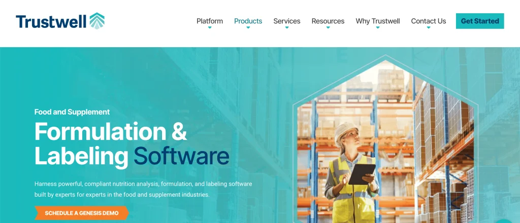 Trustwell Genesis homepage.