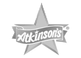 Atkinson's candy brand logo in grayscale with star design