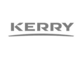 Kerry Group logo in grayscale with curved underline mark